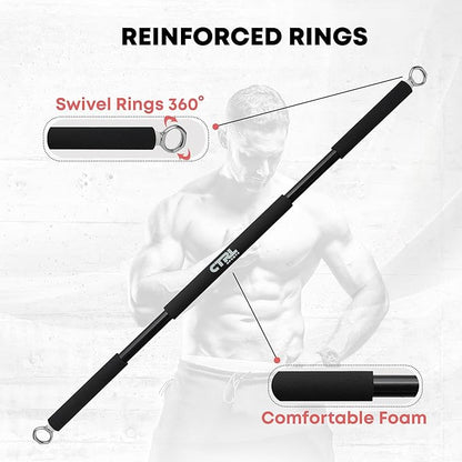 Resistance Band Bar for Fitness - Workout for Exercise, Squat, Biceps, Triceps, Shoulders, Back - Adjustable 3 Parts for Resistance Bands - Durable Portable Steel Pilates Bar