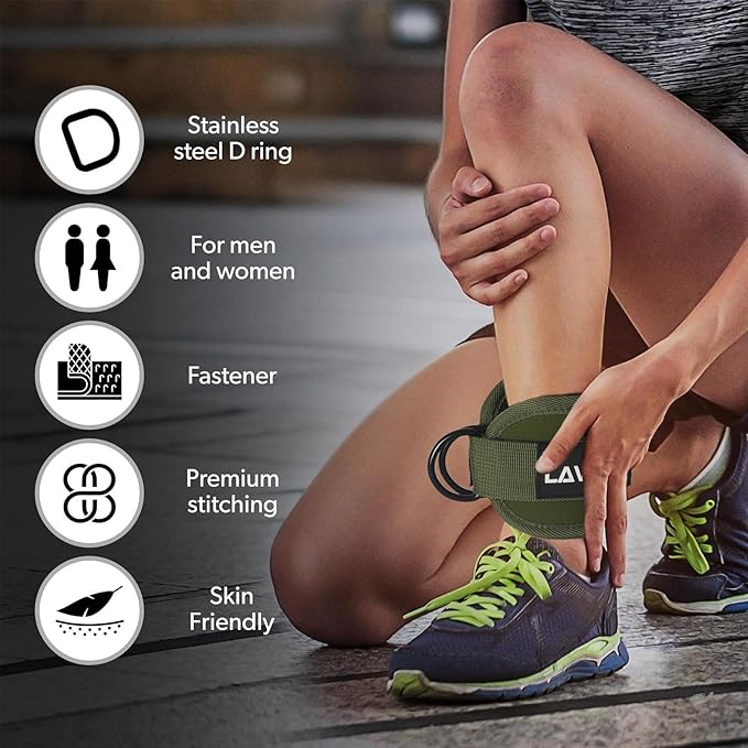 Ankle Straps for Cable Machines Kickbacks - Adjustable Comfort Ankle Cable Attachments for Gym Ankle Cuff Cable Machine Glute Kickback Straps - Leg Extensions, Curls & Ankle Cuffs Women