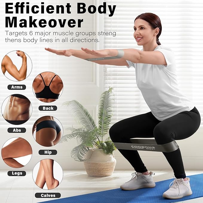Resistance Bands for Working Out, Exercise Bands Resistance Bands Set with 5 Resistance Levels, Latex Loop Bands for Women Men, Workout Bands for Legs, Glutes, Strength Training, Yoga, Home Gym