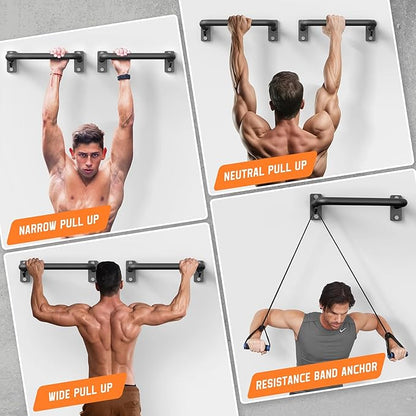 Pull Up Bar for Doorway, Heavy Duty Strength Training Pull-Up Bars for Home Gym, Wall Mounted/Joist Mounted/Ceiling Mounted Chin Up Bar with Reinforced Thick Metal Construction - Supports 500 lbs for Full-Body Workouts