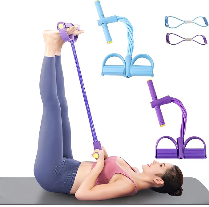 Fitness Resistance Bands-6 Tube, Resistance Bands with Foot Loops, Sit Up Training Band, Upgraded Smart Stirrup Puller,Fitness Pedal Ankle Puller, Pedal Puller Rope
