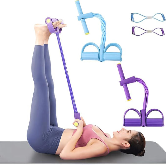 Fitness Resistance Bands-6 Tube, Resistance Bands with Foot Loops, Sit Up Training Band, Upgraded Smart Stirrup Puller,Fitness Pedal Ankle Puller, Pedal Puller Rope