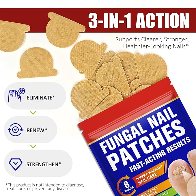 Toenail Treatment Extra Strength, 32 Pcs Nail Patches Overnight Nail Fast Acting Care for Damaged Nails- Visible Results in 8 Hours-Renewal for Men and Women