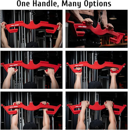 LAT Pull Down Bars Set, Triangular Stability LAT Pulldown Attachments with 8 Ergonomic Handles for Whole Back Training, Non-Slip Cable Machine Attachment for Gym Home Workout