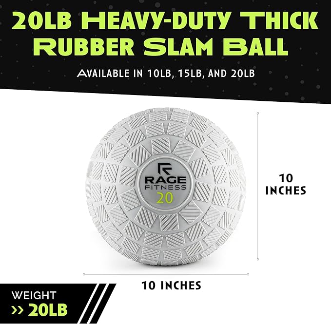 Slam Ball,10, 15, 20lb Medicine Balls, Tread Texture For Firm Grip, Full Body Workout Dynamic Weighted Balls for Exercise, Smash Balls for Strength, Conditioning, Cardio and Core Workouts