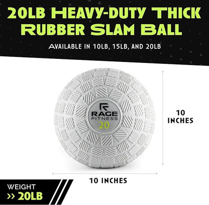 Slam Ball,10, 15, 20lb Medicine Balls, Tread Texture For Firm Grip, Full Body Workout Dynamic Weighted Balls for Exercise, Smash Balls for Strength, Conditioning, Cardio and Core Workouts