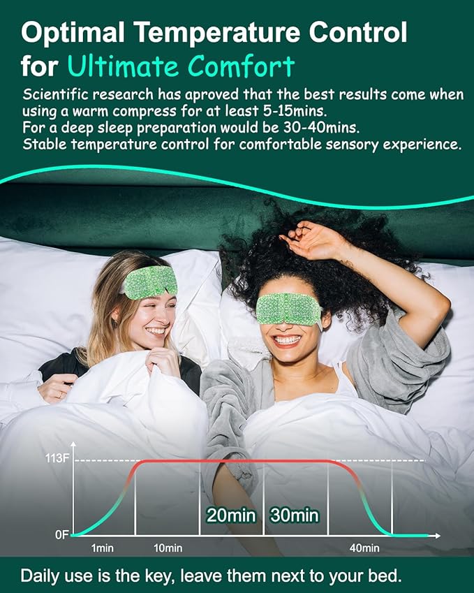 16 Packs Steam Eye Masks for Dry Eyes, Self Heating Warm Compress for Eyes Fatigue & Puffiness Relief, Disposable Heated Eye Mask Travel Essentials, Spa Relaxation Set for Women Christmas, Unscented