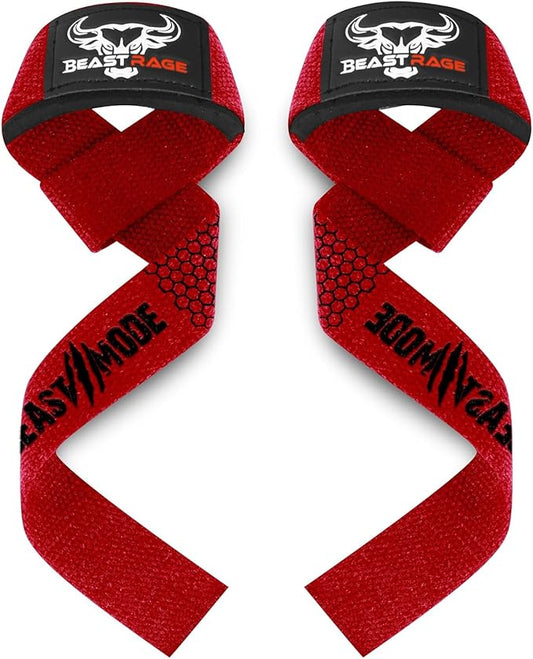 BEAST RAGE Lifting Wrist Straps for Weightlifting, Weight Lifting Straps Gym Grip Power Workouts Lifting Straps Padded Cotton Men Women Wrap Lift Deadlift Straps Hard Pull Exercise
