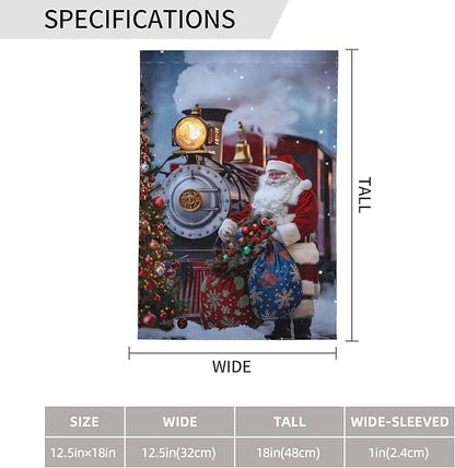 Santa Claus Train Garden Flag 12x18 In Double Sided Yard Flags Lawn Sign Decor No Flagstand