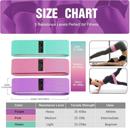 Resistance Bands for Legs and Butt - Fabric Exercise Set, Thick Wide Stretch Fitness, Non-Slip Workout Loop, Booty Hip Bands for Women at Home or Gym