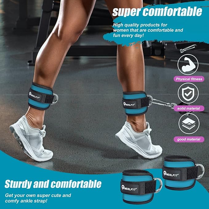 Ankle Strap for Cable Machine, Gym Ankle Cuff for Kickbacks, Leg Extensions, Glute Workouts, Booty Hip Abductors Exercise for Women and Men