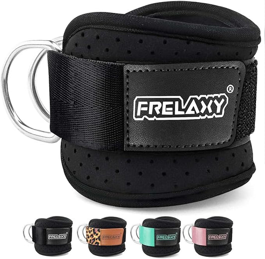 Frelaxy Ankle Straps for Cable Machine – Comfortable & Durable Leg Straps for Kickbacks, Glute Workouts, and Lower Body Exercises – Perforated Neoprene Padding & Tapered Fit
