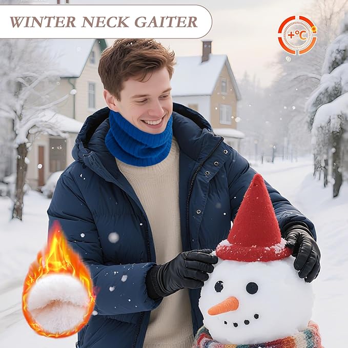 Neck Warmer Gaiter, Winter Fleece Lined Face Mask Scarf for Men Women, Thick Warm Cold Weather Running Ski Neck Cover