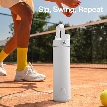 Insulated Water Bottle with Straw Stainless Steel Water Bottle, Leak-Proof, BPA-Free, Double Wall Vacuum Keeps Cold for 24 Hours for Sports, Travel, School (32 oz, Polar White)