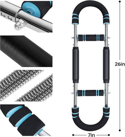 Twister Arm Trainer, 60-100lb Adjustable Chest & Arm Workout Tool, Compact Twister Arm Strengthener, Portable Power Twister Bar with Snap - Together Detachable Design for Fitness Anywhere(Blue)