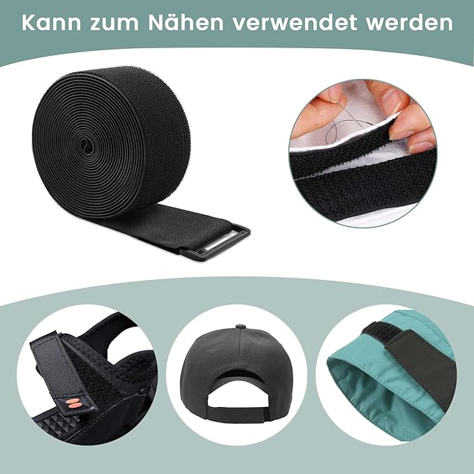 2In x 32Ft Cable Straps Heavy Duty With 30 Buckles, Black Hook and Loop Straps, Reusable Cable Ties for Organizer or Storage.