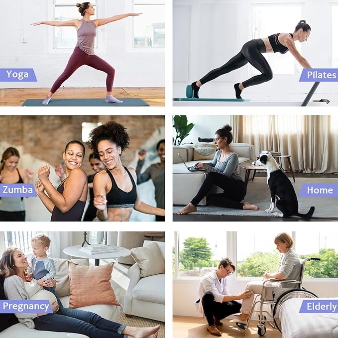 yeuG Grip Pilates Socks for Women Yoga Socks with Grips Open Top Non Slip Grippy Socks for Barre, Ballet, Barefoot Workout