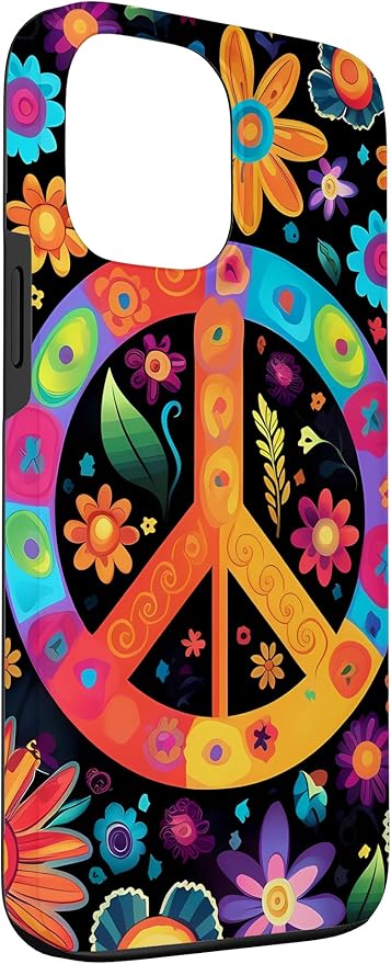 iPhone 13 Pro Max Peace Sign Hippie Floral Case