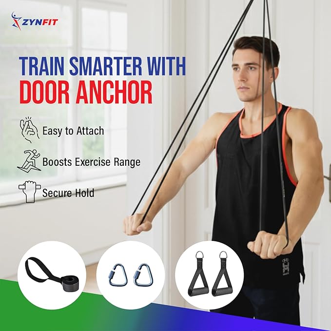 100% Natural Latex Resistance Bands Set with Door Anchor, 5-Level Pull Up Bands for Working Out, Strength Training & Physical Therapy, Workout Bands for Home Gym - Get Free A.I. Workout Plan