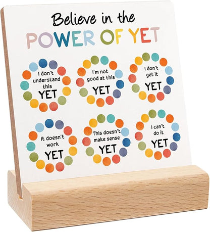 Mental Health Reminders Gift, Counseling Office Must Haves, Positive Motivational Wood Sign With Wooden Stand, Encourage Gift for Psychologist School Counselor Student Boys Girls Best Friends