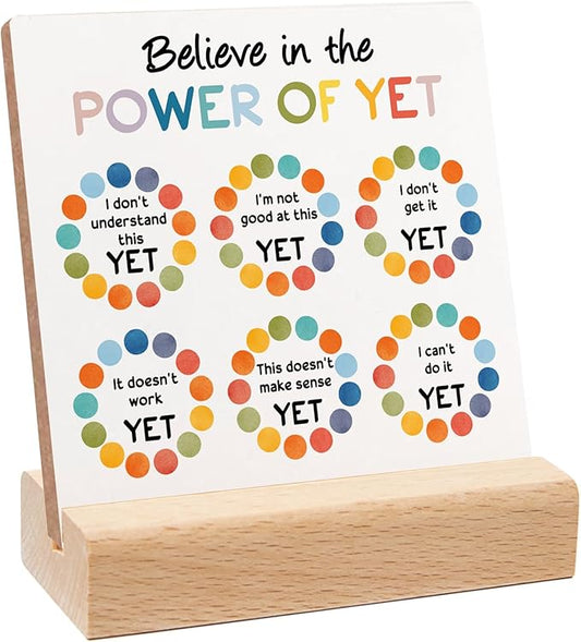 Mental Health Reminders Gift, Counseling Office Must Haves, Positive Motivational Wood Sign With Wooden Stand, Encourage Gift for Psychologist School Counselor Student Boys Girls Best Friends