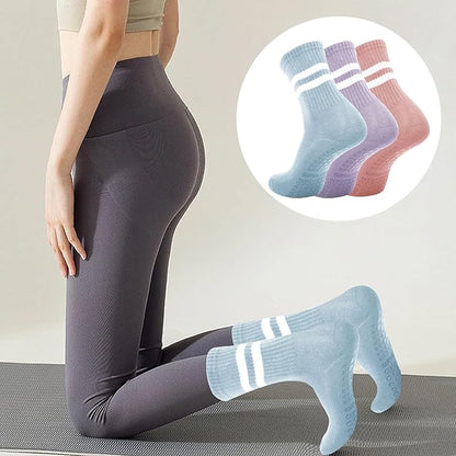 3 Pairs Non Slip Yoga Socks for Women Anti-skid Long Socks for Yoga, Barre, Ballet, Dance, Barefoot Workout Gym