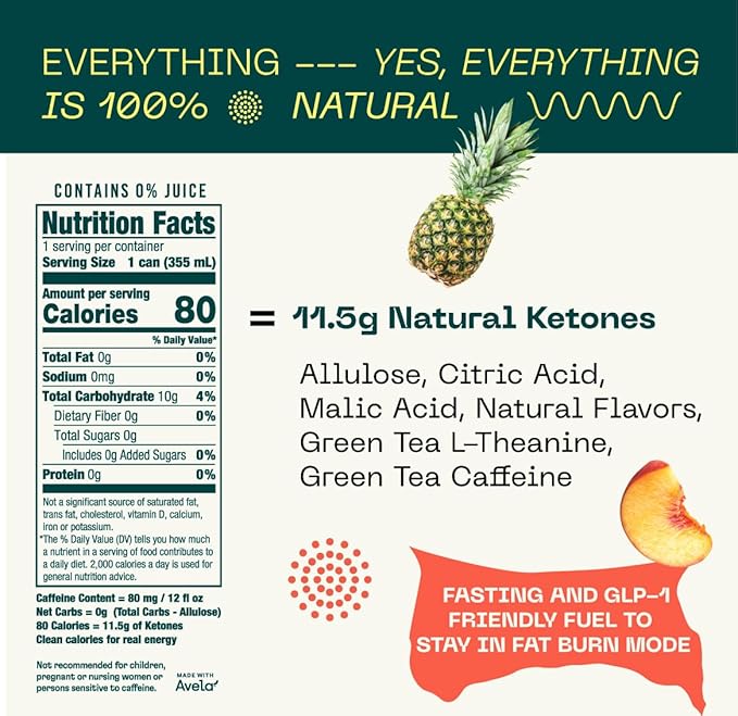 KEY Ketone Energy Drink - Sugar Free and All Natural from Ketones for Long Lasting Energy and optimal Green Tea Caffeine and L-Theanine for Mental Focus to Perform, Variety Pack (Pack of 6)