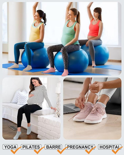 5 Pairs Pilates Grip Socks Yoga Socks with Grips for Women, Non-Slip Athletic Socks for Ballet, Dance, Workout, Hospital