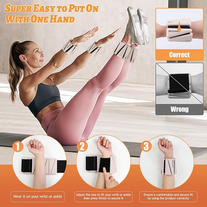 Ankle Weights Set of 2 (1 lb/2 lb/3 lb Each) Adjustable Wrist Weights for Women Men Wearable Arm Leg Weight for Pilates, Running, Walking, Workout, Yoga