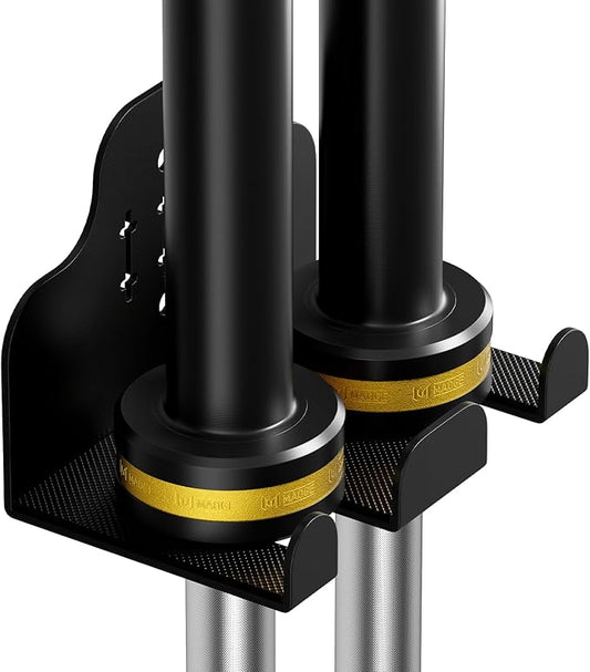 Barbell Wall Holder,Olympic Hanger,Garage Gym Bar Wall Rack,Vertical Barbell Mount Rack,Space Saving Commercial or Home Gym Accessory,Holds Under 33mm Bar Size(Black)
