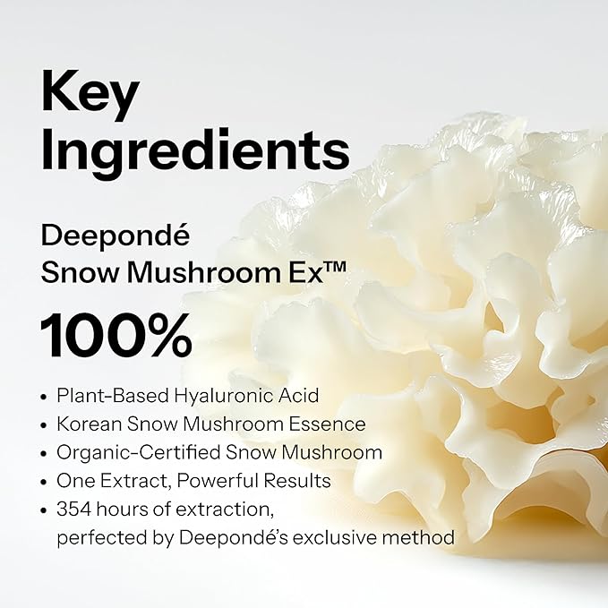 Signature Origin 100 Snow Mushroom Mask (5-packs), 100% Snow Mushroom Extract Serum Facial Sheet Masks for All Skin Types, Korean Best Hydrating Skincare Sheet Masks for Glass Skin Face