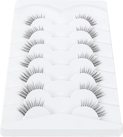 Half Lashes False Eyelashes Natural Cat Eye Lashes 10mm Short Eyelashes 3D Volume False Lashes Soft Strip Lashes Pack C Curl Natural Eyelashes Half Fake Lashes 7 Pair EVENTILL