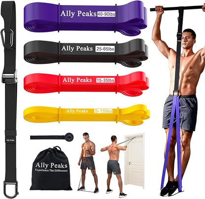 Ally Peaks Pull Up Assistance Bands System,Up to 410 lbs Assistance, Resistance Bands,Adjustable and Replaceable Pull Up Assist Band,Assisted Pull Up Resistance Bands for Pull Up Assist Push Up Assist