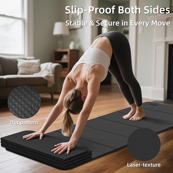 1/2 Inch Extra Thick Yoga Mat Pilates Equipment, 69"x24" Odorless Workout Mats for Home Gym, Non-slip Exercise Mats for Women Men Home Workout, Foldable Yoga Mats for Travel Camping Sleeping