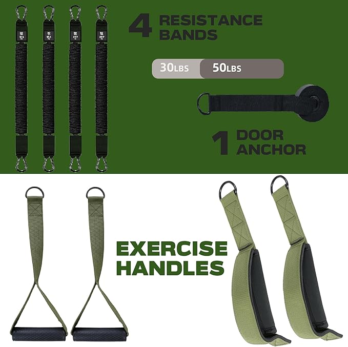 Home Gym Equipment Resistance Bands, Dual-Handle Design, Door Anchor, Door Workout Equipment for Triceps, LAT, Arms, Back, Abs, Shoulder