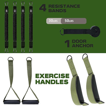 Home Gym Equipment Resistance Bands, Dual-Handle Design, Door Anchor, Door Workout Equipment for Triceps, LAT, Arms, Back, Abs, Shoulder