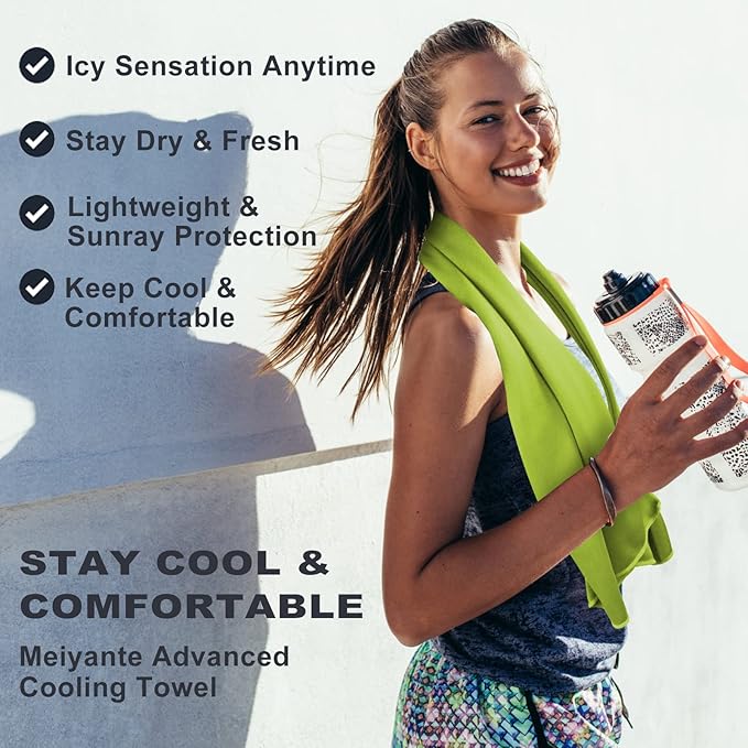 Cooling Towels 43.3" x 15.7" Lime Green - Ice Towel, Sweat Towel, Cooling Towels for Neck & Face & Cooling Neck Wraps for Summer Heat - Neck Cooler for Quick Cool Down for Gym, Running, Golf Sports