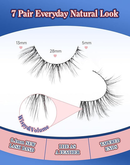 Cat eye Lashes Natural Wispy Lashes Everyday Natural Look Flared Eyelashes False Eye Lashes Soft Fluffy Lashes False Eyelashes 7 Pairs D93