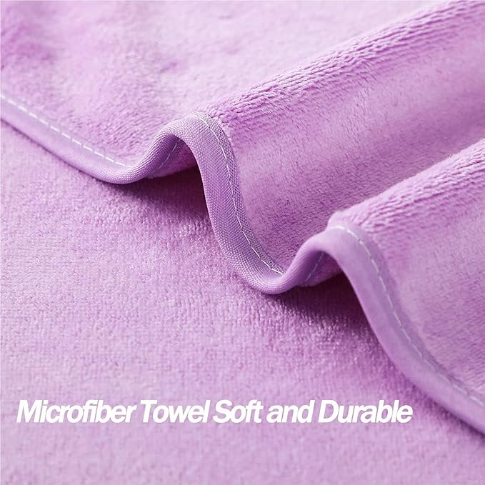 Microfiber Gym Towels Bigger Size Super Soft for Exercise Fitness, Sports, Workout, 380-GSM 15-Inch x 31-Inch Quick-Drying Towels (3 Pack, Pure Purple)