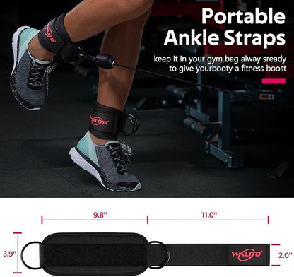 WALITO Gym Ankle Straps for Working Out - Glute Ankle Cuff Kickback Strap, Gym Cable Machine Accessories for Women Glute Leg Extensions, Hip Abductors & Lower Body Exercises Equipment