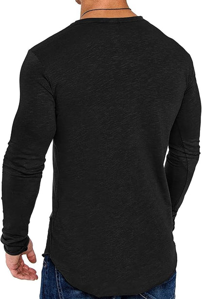 COOFANDY Men 2 Pack Muscle Fitted T Shirt Gym Workout Athletic Long Sleeves Tee