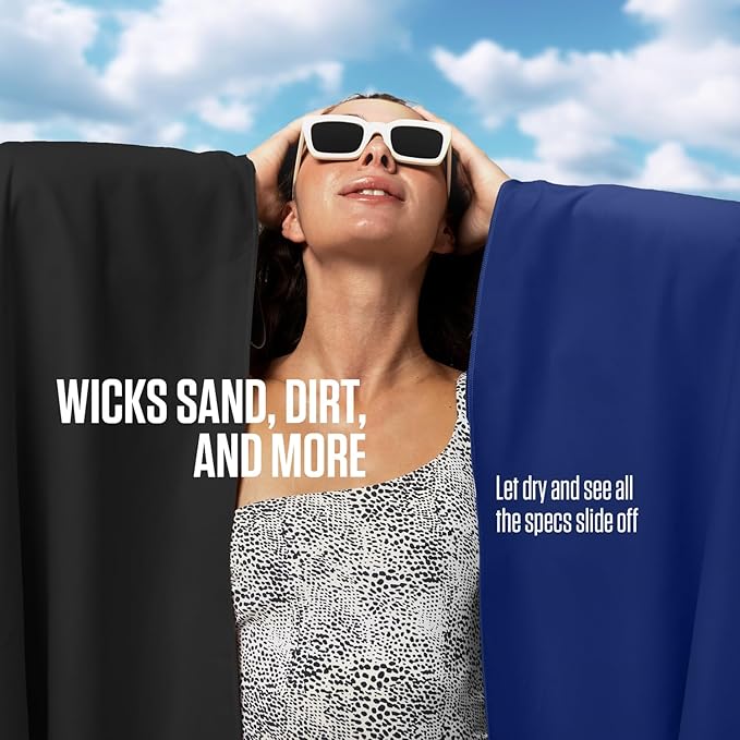 VENTURE 4TH Quick Dry Towel. Microfiber Travel Towel Ideal for Camping, Hiking, Backpacking, Gym. Lightweight & Fast Drying Travel Towels for Body. Compact & Easy to Pack - Black Large