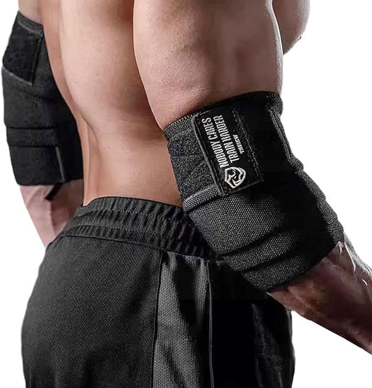 TAVIEW Elbow Wraps for Weightlifting (1 Pair), 47" Elastic Elbow Support & Compression Powerlifting, Fitness, Cross Training & Gym Workout - Elbow Straps for Weight Lifting