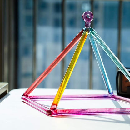 TOPFUND 7" Rainbow Crystal Singing Pyramid Sound Therapy Instrument with Carrying Case and Quartz Suede Mallet