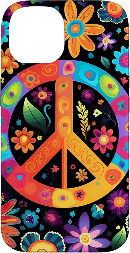 iPhone 14 Peace Sign Hippie Floral Case