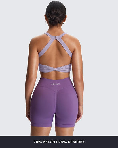 Aoxjox Women's Workout Sports Bras Twist Front Fitness Training Gym Bra Yoga Crop Lola Tank