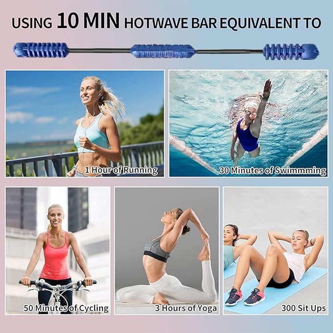 Hotwave Elastic Fitness Bar,Vibration Stick,Body Physical Therapy,Core Strength Training,Power Twister for Arm, Exercise in Home Gym