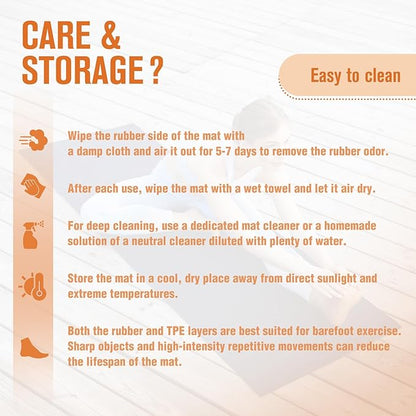 UMINEUX Extra Thick Yoga Mat, 2/5 Inch (10MM), Natural Rubber and TPE Non Slip Yoga Mats with Strap for Women Men, Eco Friendly Exercise Mat for Yoga, Pilates and Home Workout