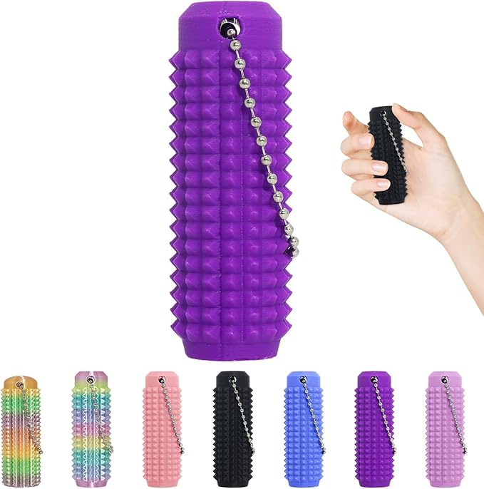 Little Ouchies Fidget Toys,Pain Stim Fidget Toy Reduce Stress for Adults,Anxiety Relief Pain Stim,Spiky Fidget Keychain for Anxiety Reduction,Sensory Toys,Novelty Gifts for Friends(1PCS/Purple)