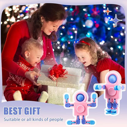 Hanaive 8 Pcs Robot Fidget Spinners Transformable Fingertip Gyro Chain Toy Deformable DIY Stress Relief Fidget Sensory Toys Adults Piñata Goodie Bag Birthday School Gift